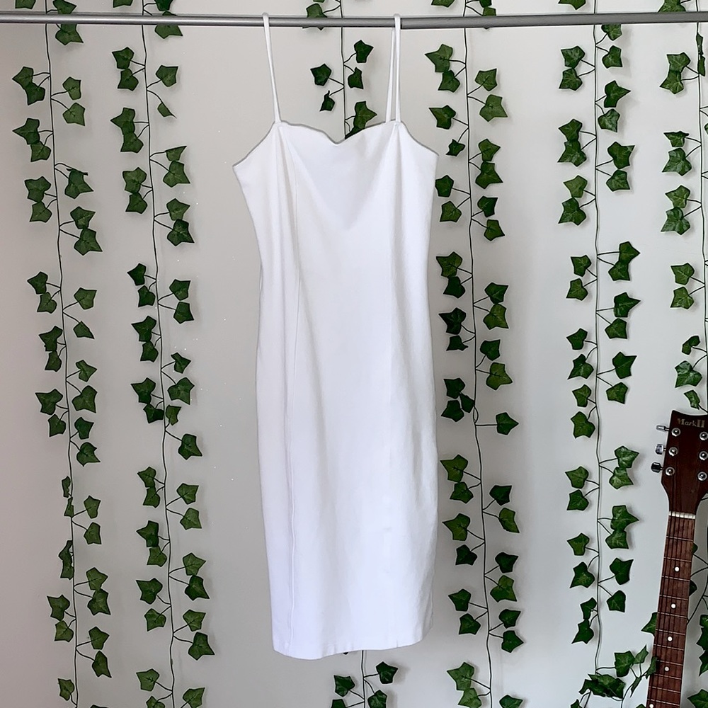 White bodycon cami dress